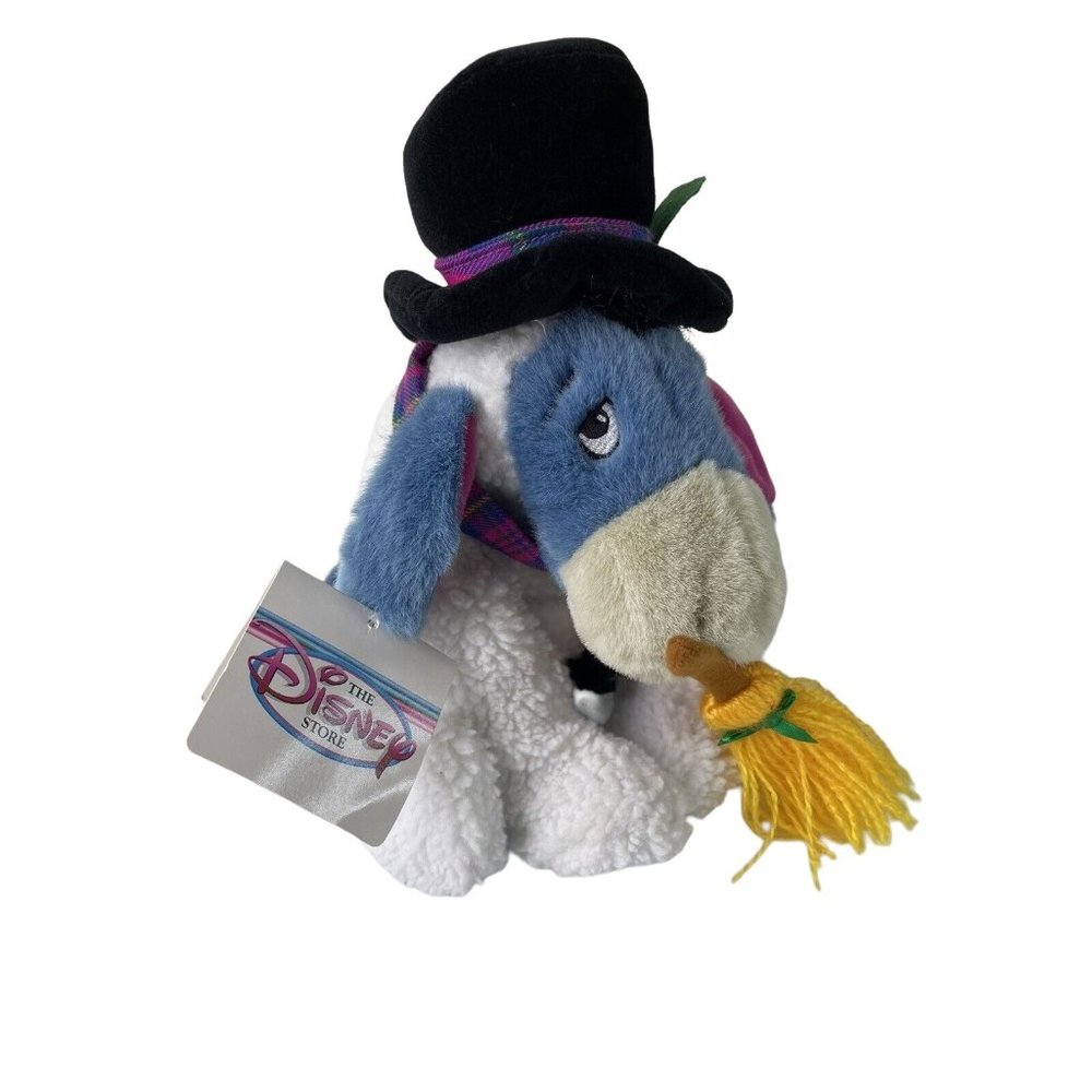 Vintage Disney Store Eeyore Winnie the Pooh Snowman Top Hat Plush, 10.25”